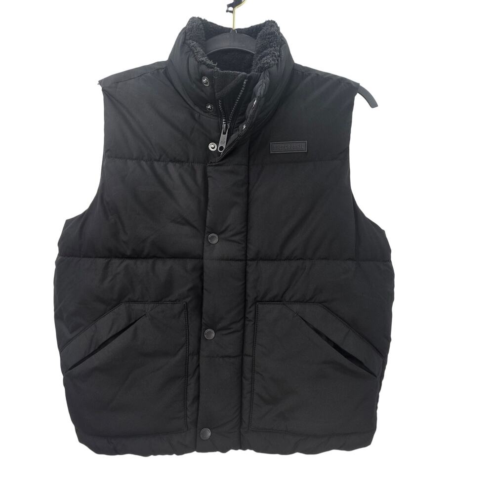 Abercrombie Kids Black Fleece Lined Puffer Vest Size 11/12